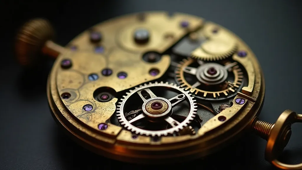 Antique watch movement macro