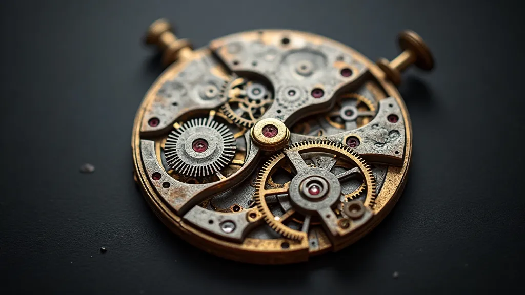A cross-section view of a modern Swiss lever escapement within a watch movement.