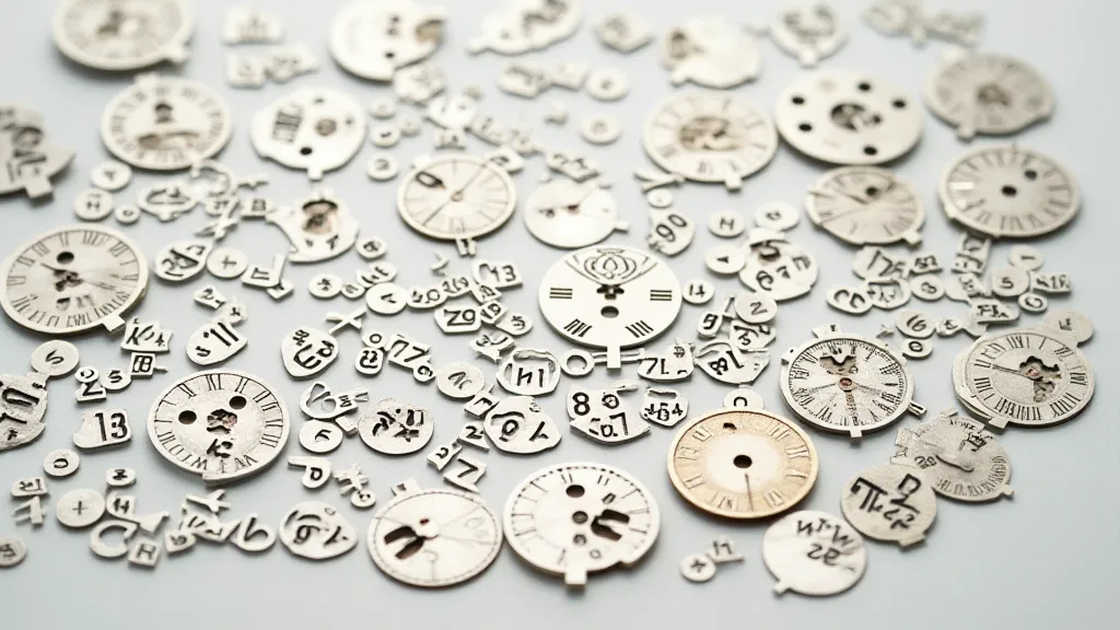 Various Swiss watch movement markings displayed together