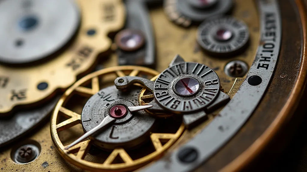Vintage Swiss watch movement with Geneva stripes and perlage